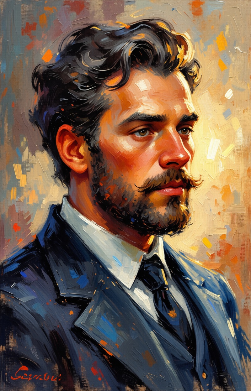 ((Painterly blur)). Impressionist oil painting,  portrait of a man,  expressive brush strokes on Tensor.Art