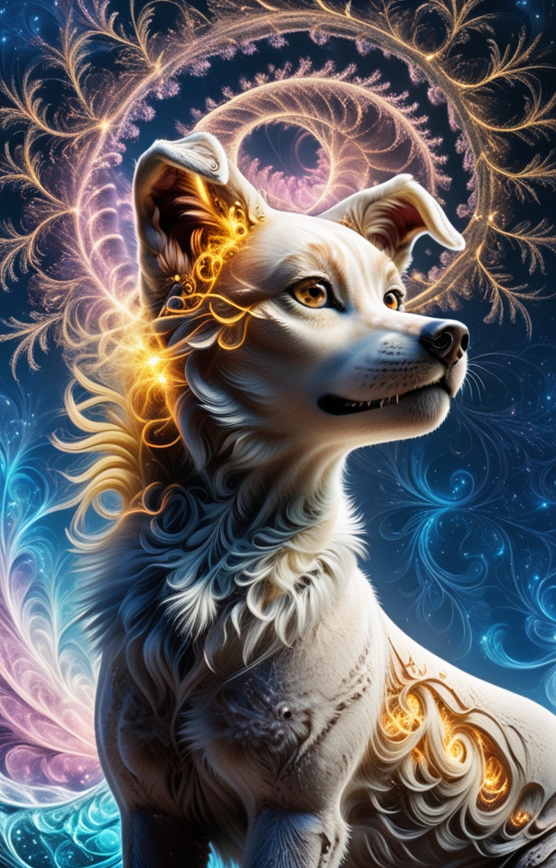 Fractalcreaplay. Dog made of fractal structures,  fractal object,  detailed fractal surface on Tensor.Art