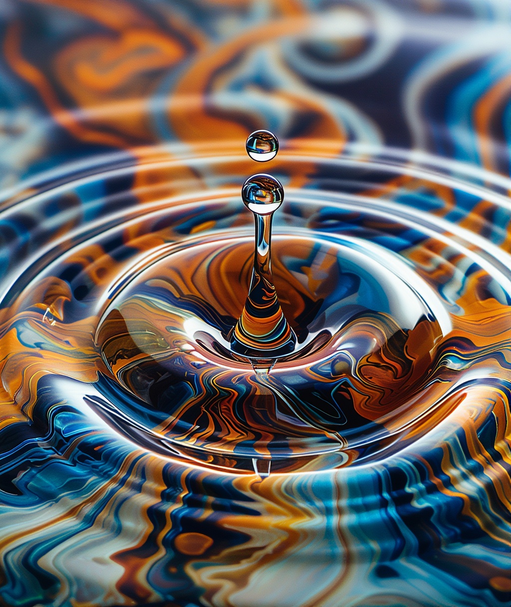 An ultra-realistic macro photograph of a single drop of ink spreading in water. The chaotic,  swirling patterns of the ink...