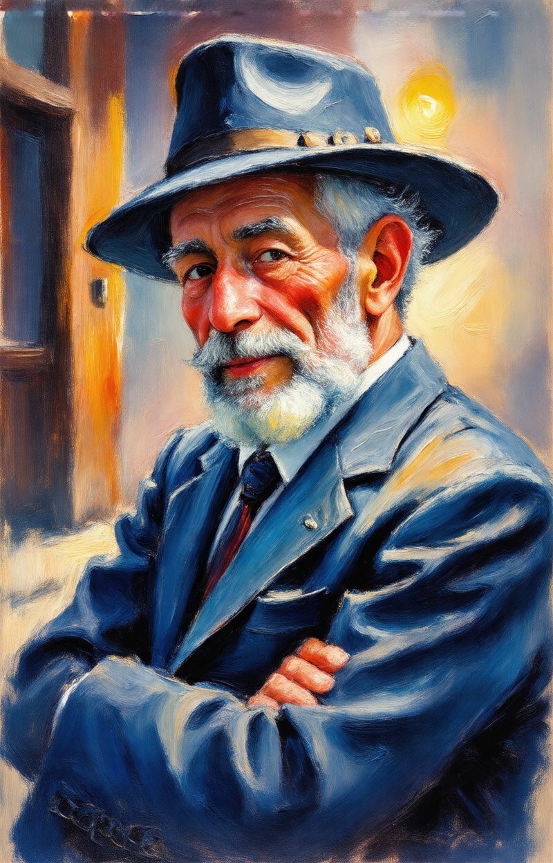 (Painterly blur)). Impressionist oil painting,  portrait of a oldman,  expressive brush strokes on Tensor.Art