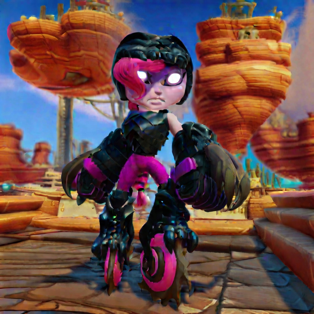 black armor,  Roller Brawl,  pink hair on Tensor.Art