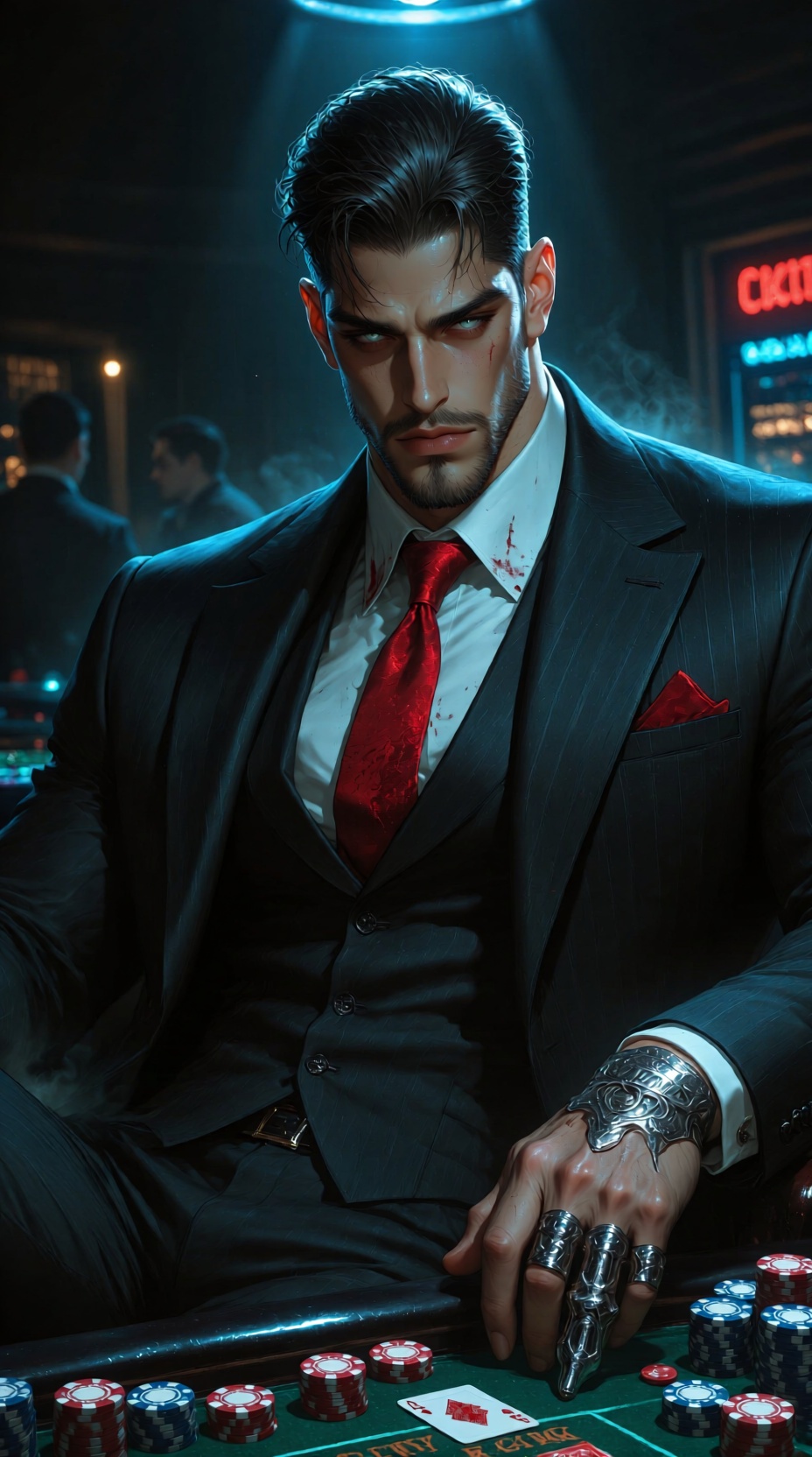 A powerful,  **** of a handsome,  menacing man in a smoky on Tensor.Art