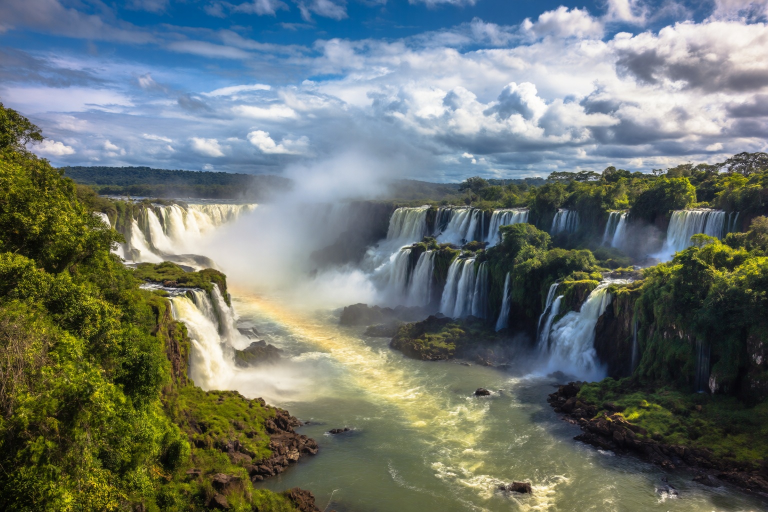 aurelmanea2q photography. A spectacular,  wide-angle landscape shot capturing the immense power and scale of Iguazu Falls,...