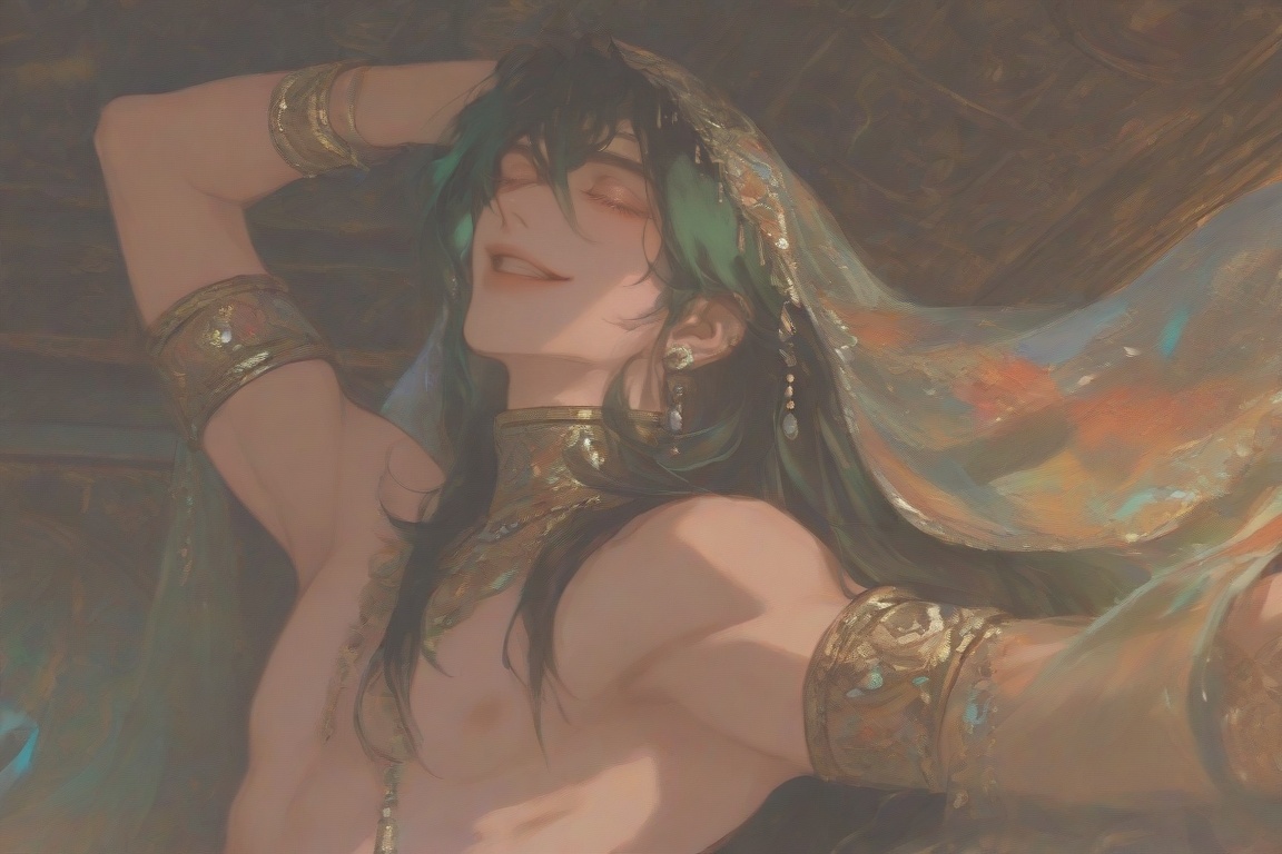 solo,  long hair,  smile on Tensor.Art
