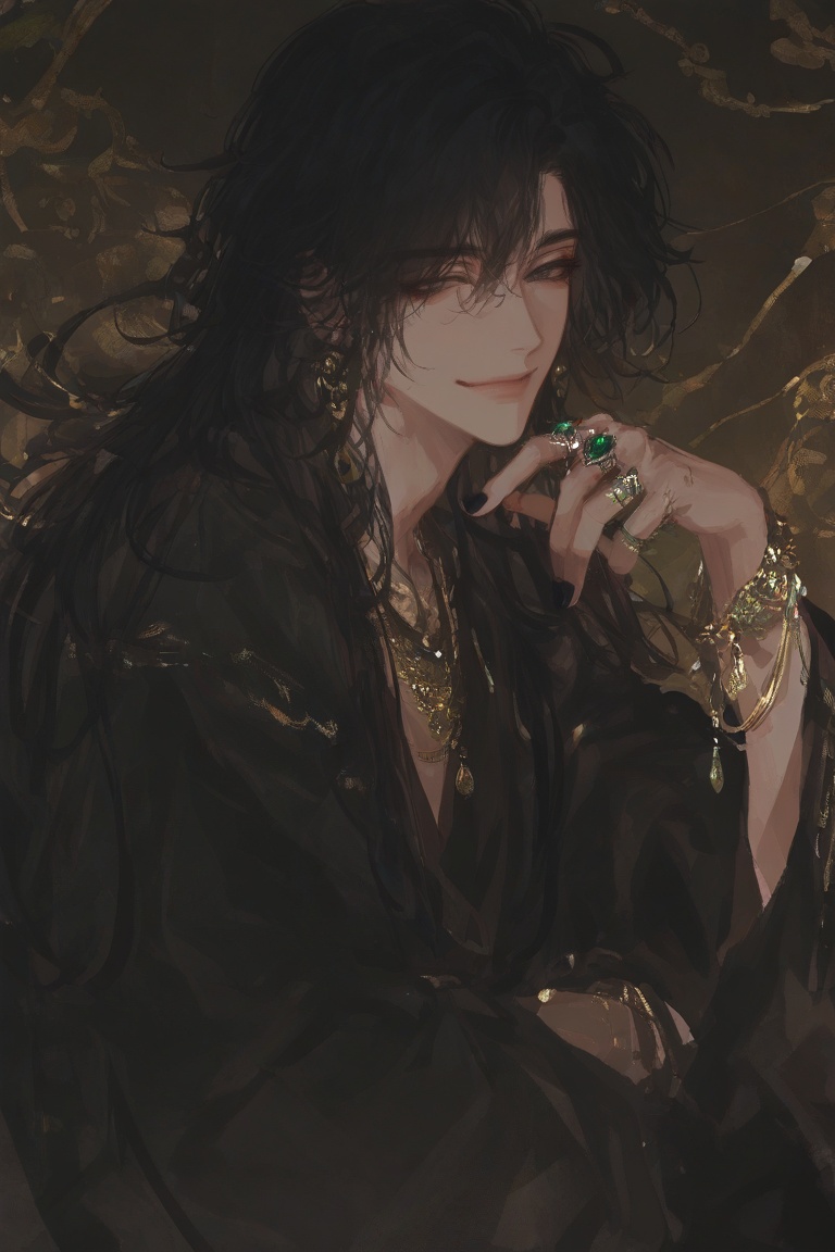 solo,  long hair,  smile on Tensor.Art