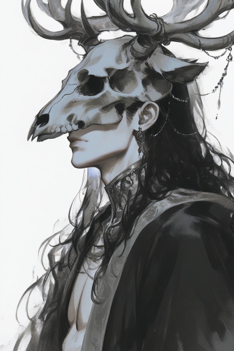 solo,  long hair,  simple background on Tensor.Art