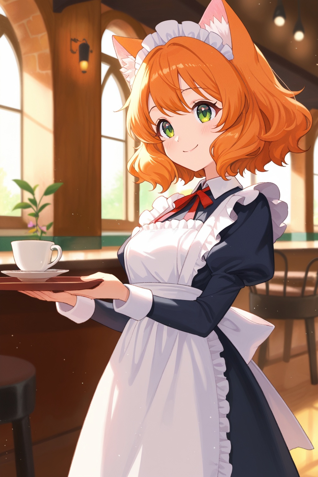 1girl,  cat ears,  maid outfit on Tensor.Art