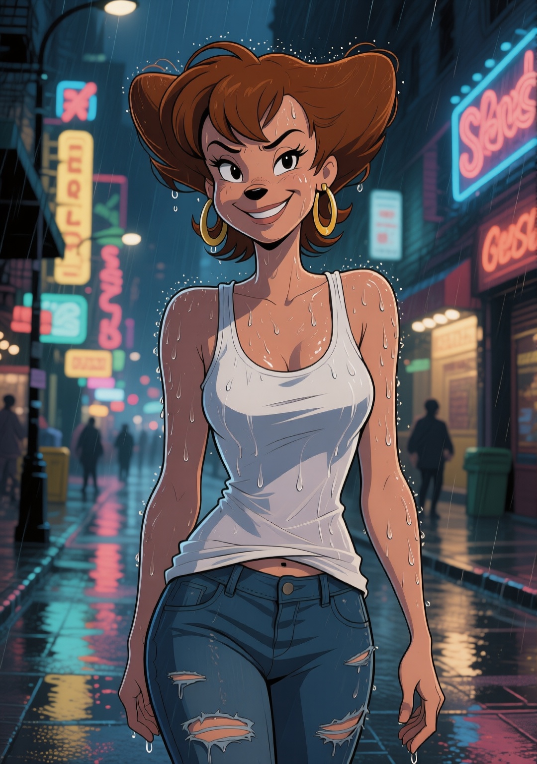 hfpegpete,  brown hair,  earrings on Tensor.Art