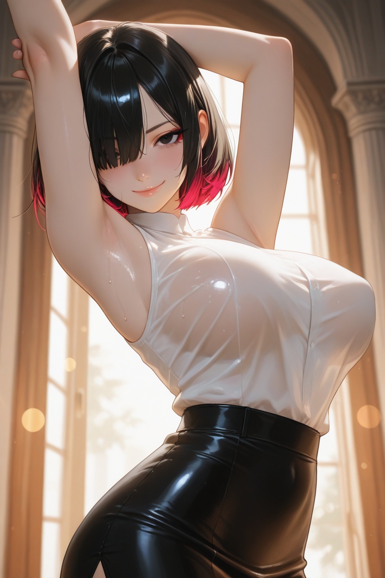 1girl,  black hair,  short hair on Tensor.Art