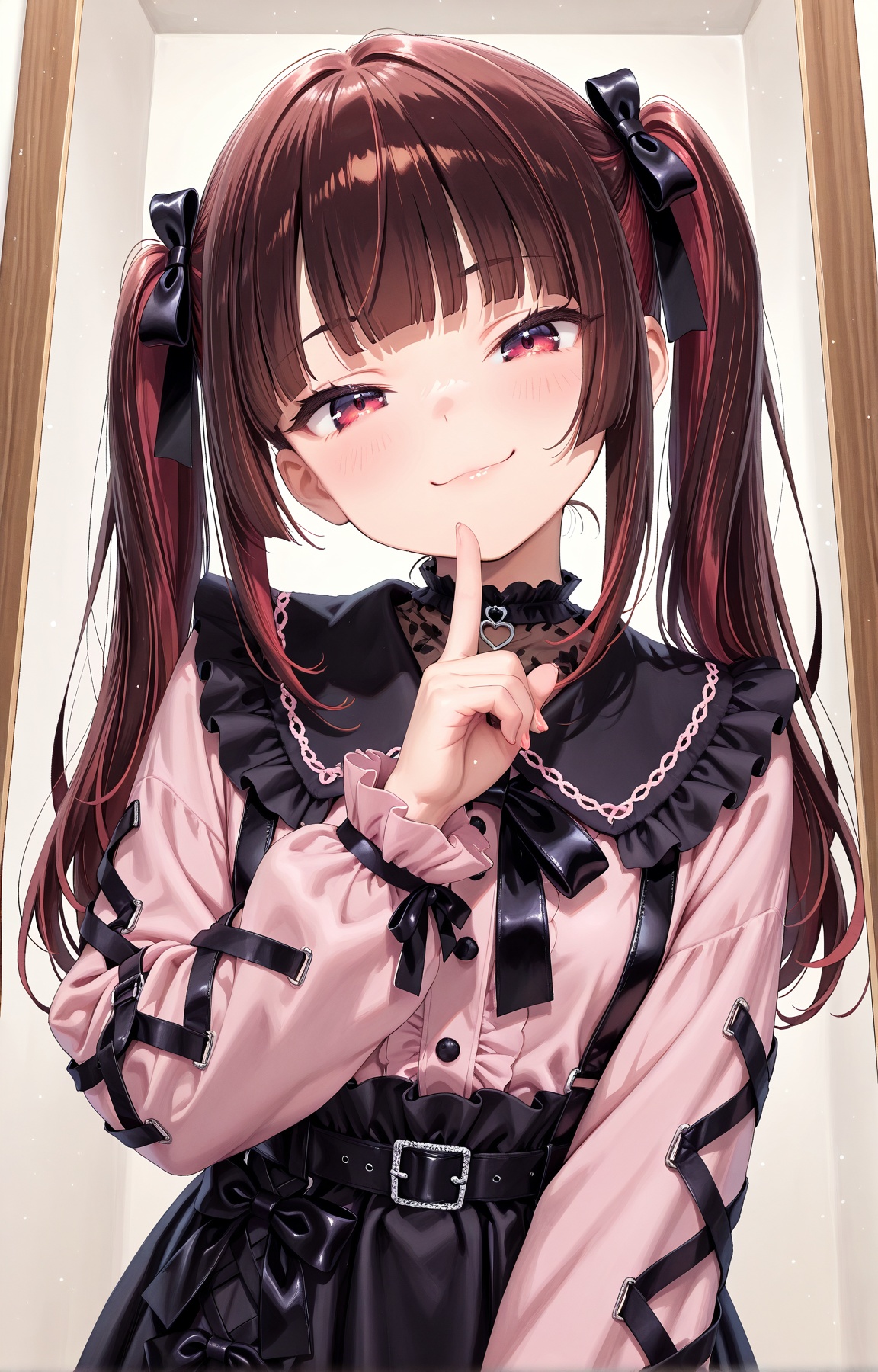 1girl,  long soft brown color hair,  hime cut bangs on Tensor.Art
