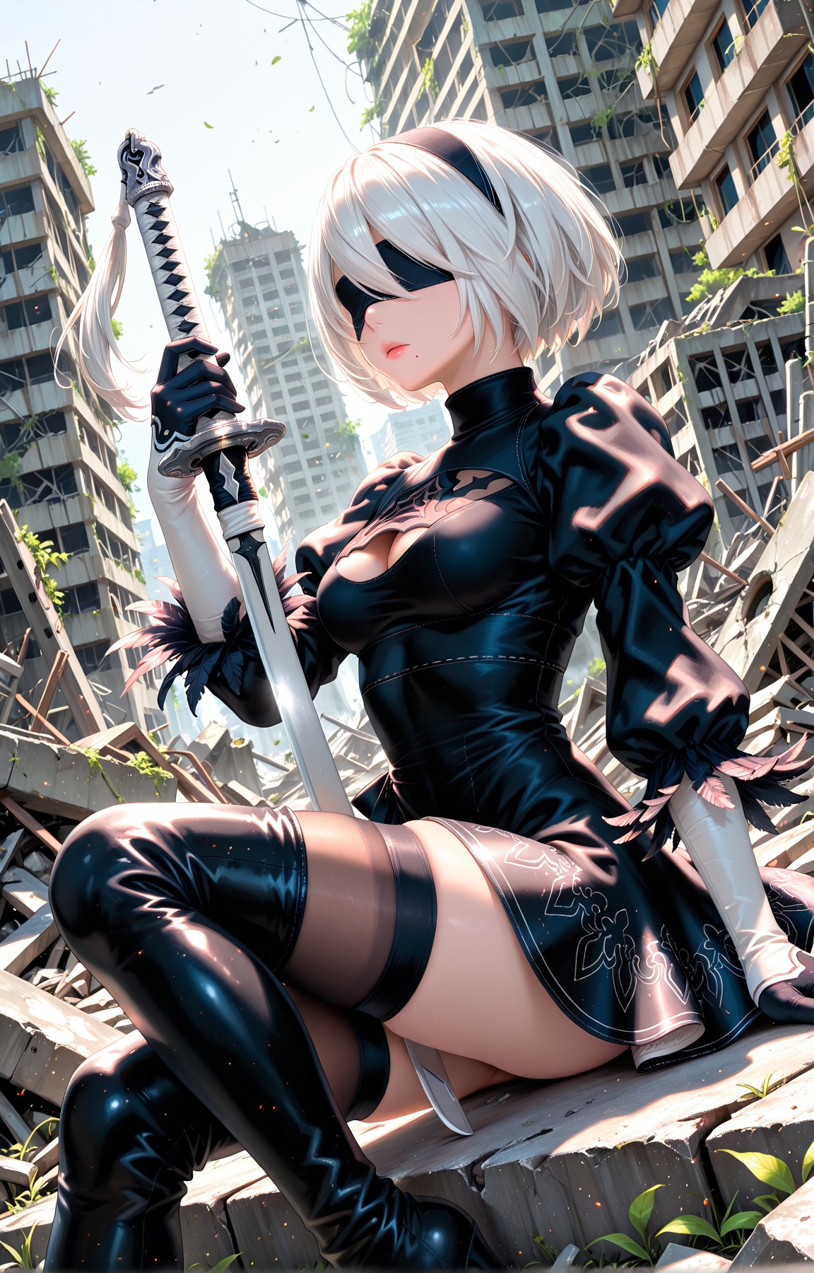 2B,  NieR:Automata,  black blindfold on Tensor.Art