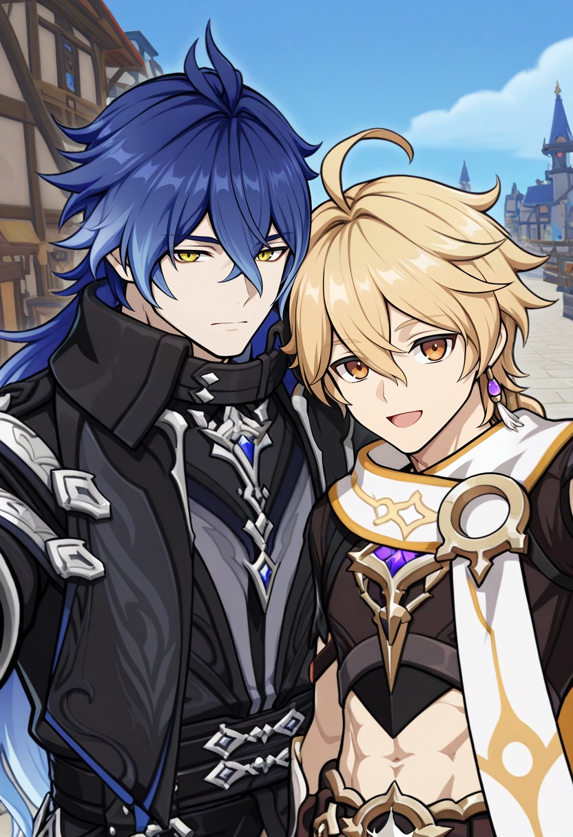 2boys,  selfie,  side by side on Tensor.Art