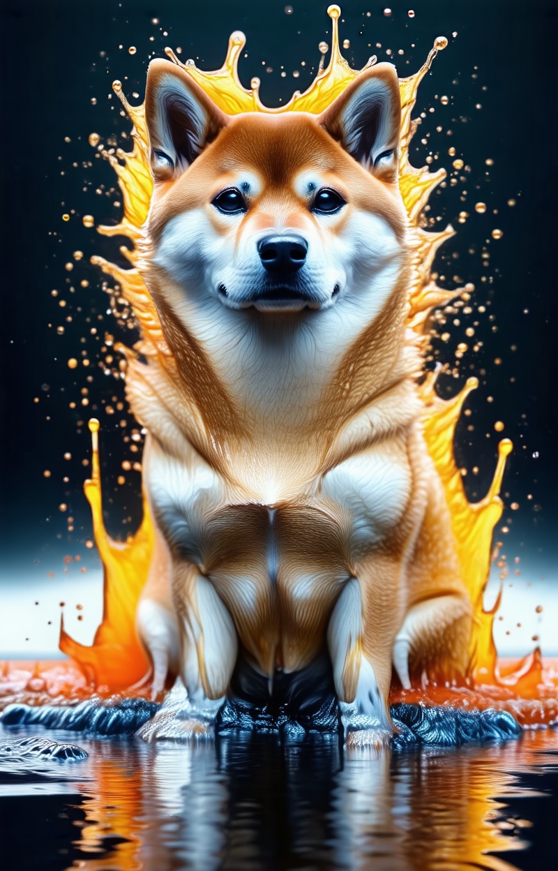 Shiba Inu. Portrait of a Shiba Inu in a full body,  sitting pos. Portrait of a dog,  melting face and body on Tensor.Art