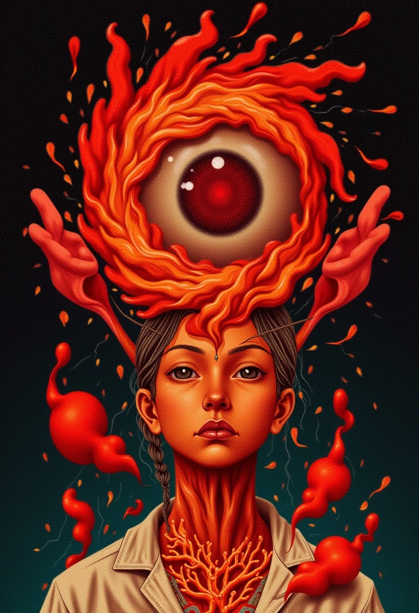Adrr-srlz,  Halloween horror movie poster "nightmare fuel halloween" surrealism,  expressionism Painting. vibrant colors o...