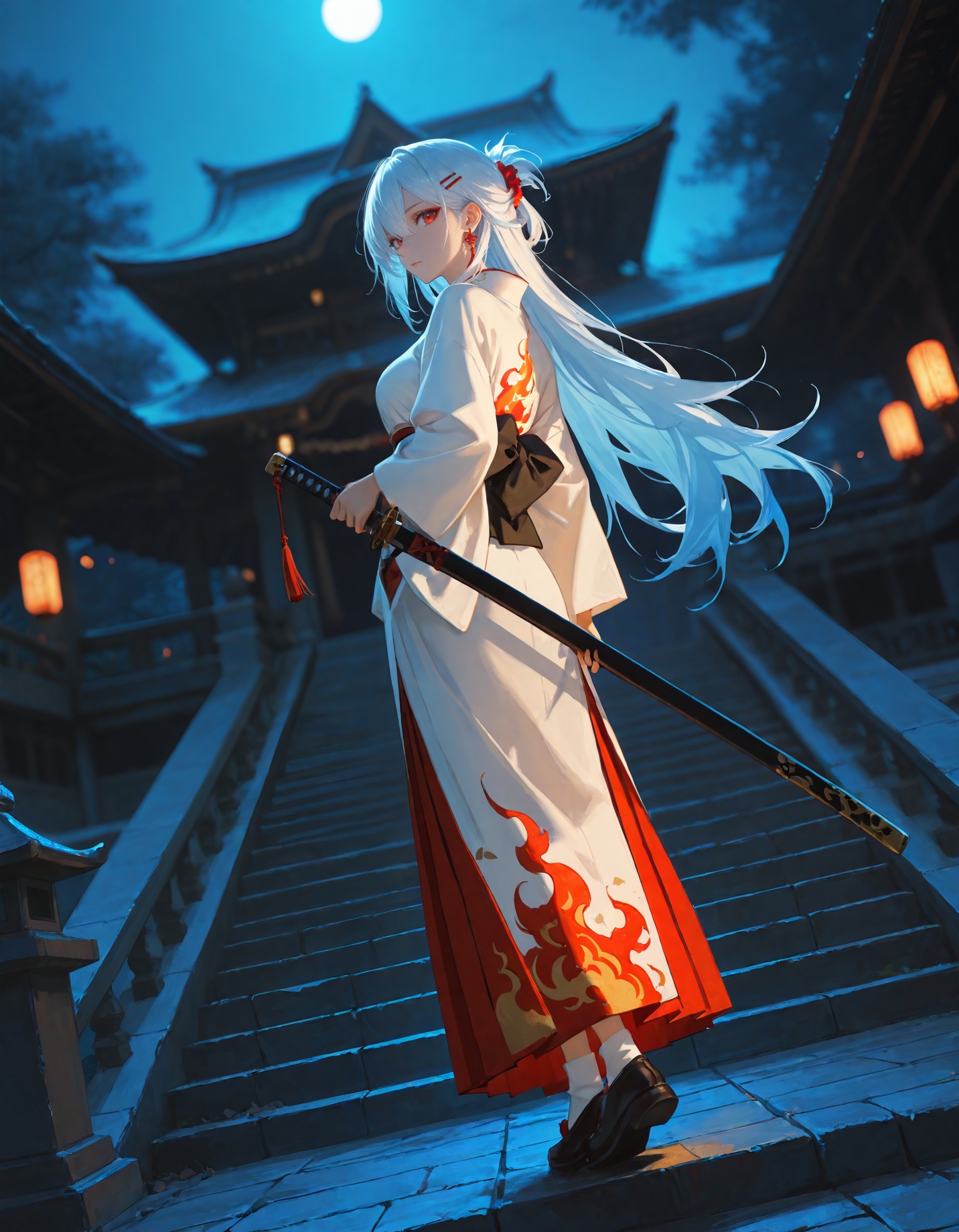 1girl,  temple,  stairs on Tensor.Art