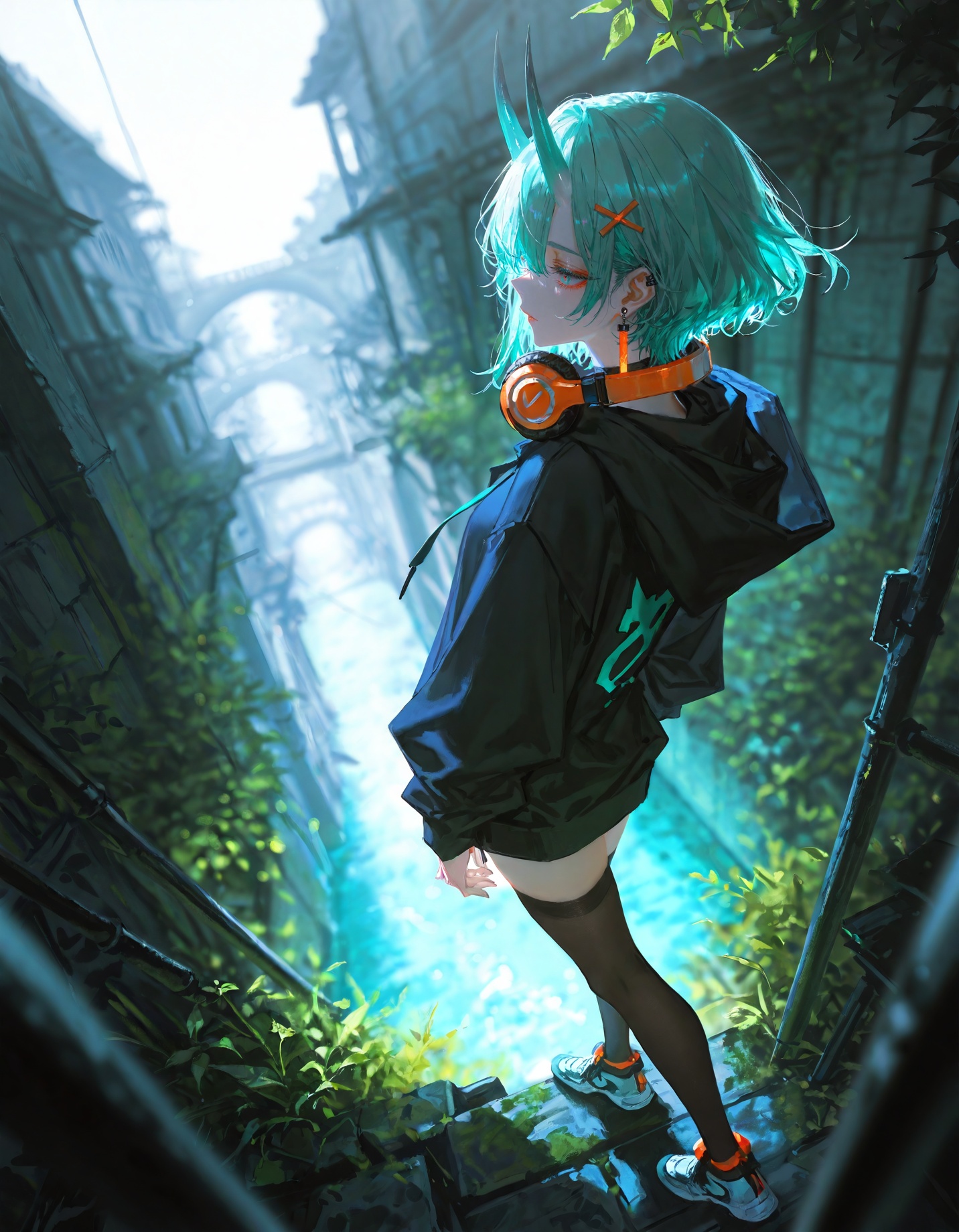 1girl,  headphones,  thighhighs on Tensor.Art