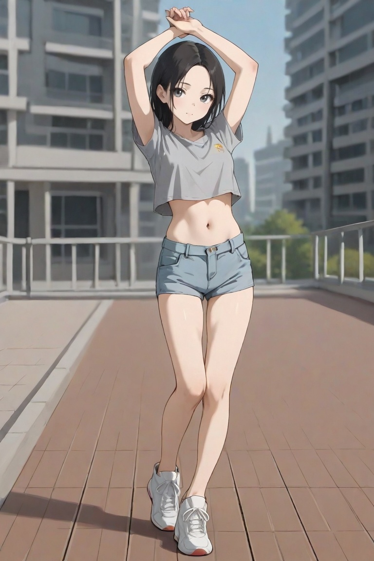 dancinggirl,  black hair,  slender on Tensor.Art