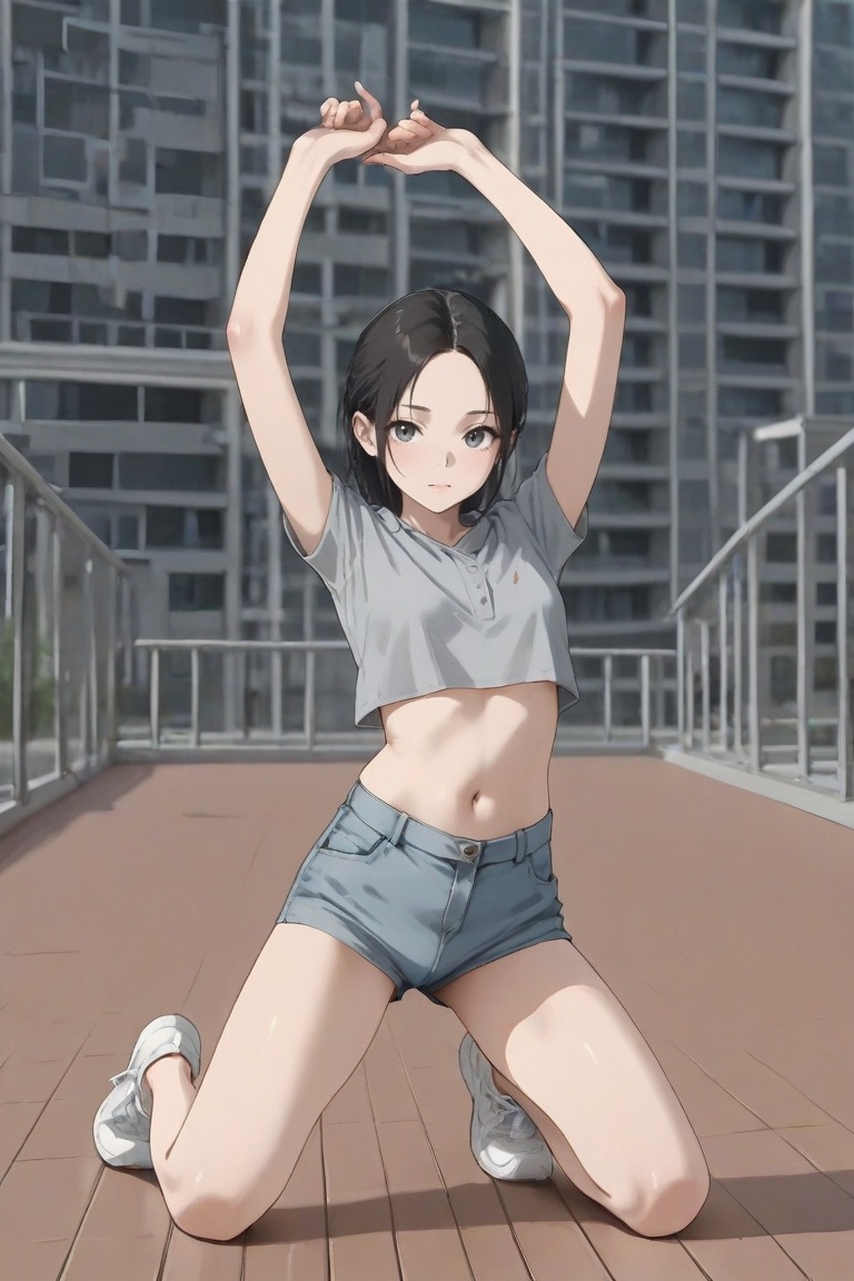 dancinggirl,  black hair,  slender on Tensor.Art