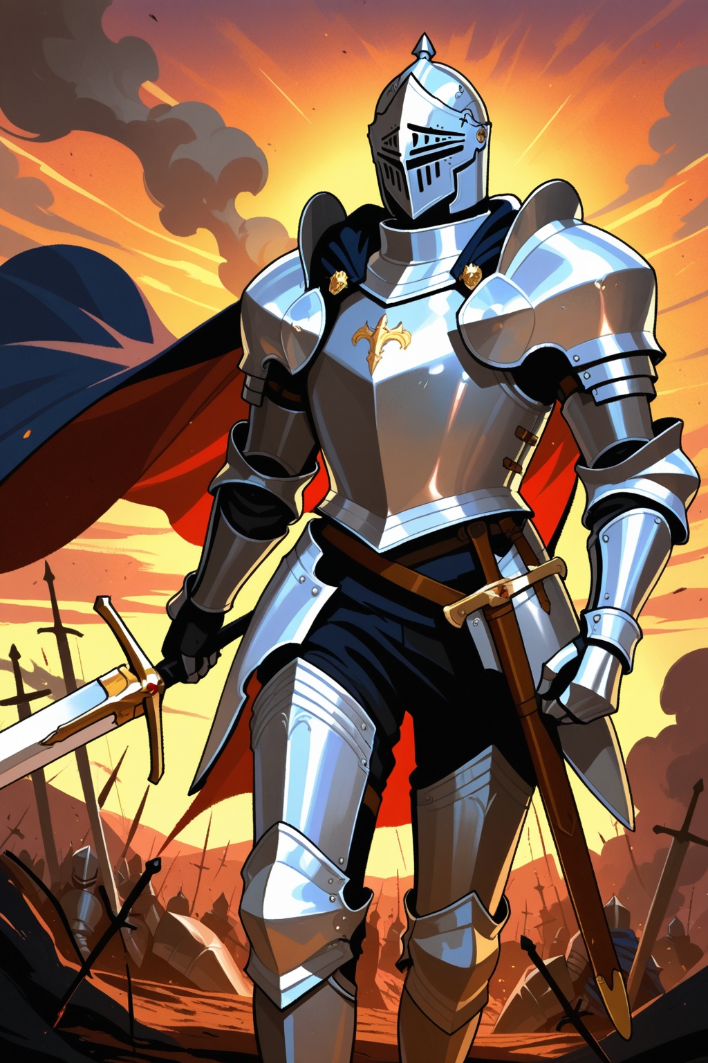 1boy,  knight,  silver armor on Tensor.Art