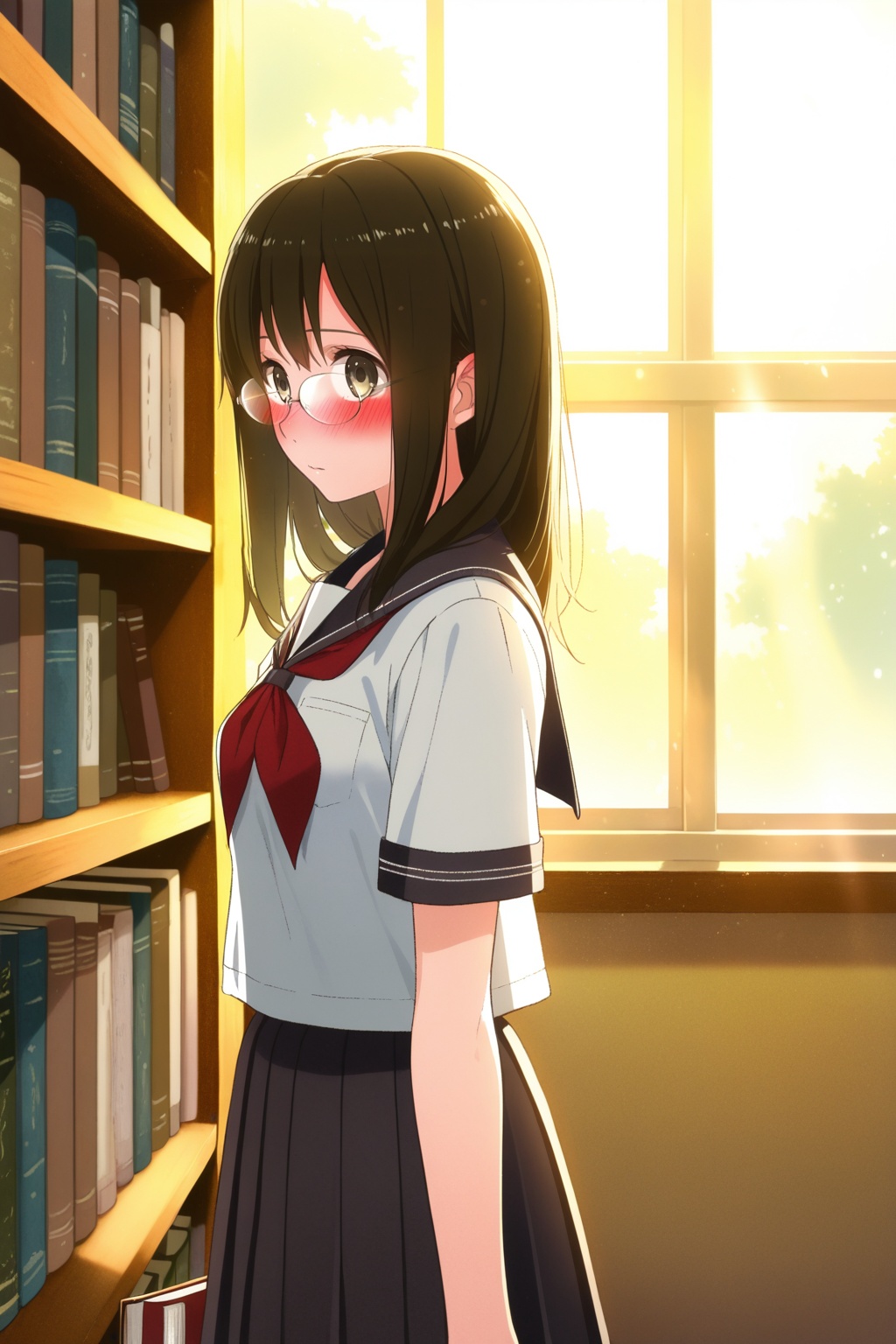 1girl,  glasses,  book on Tensor.Art