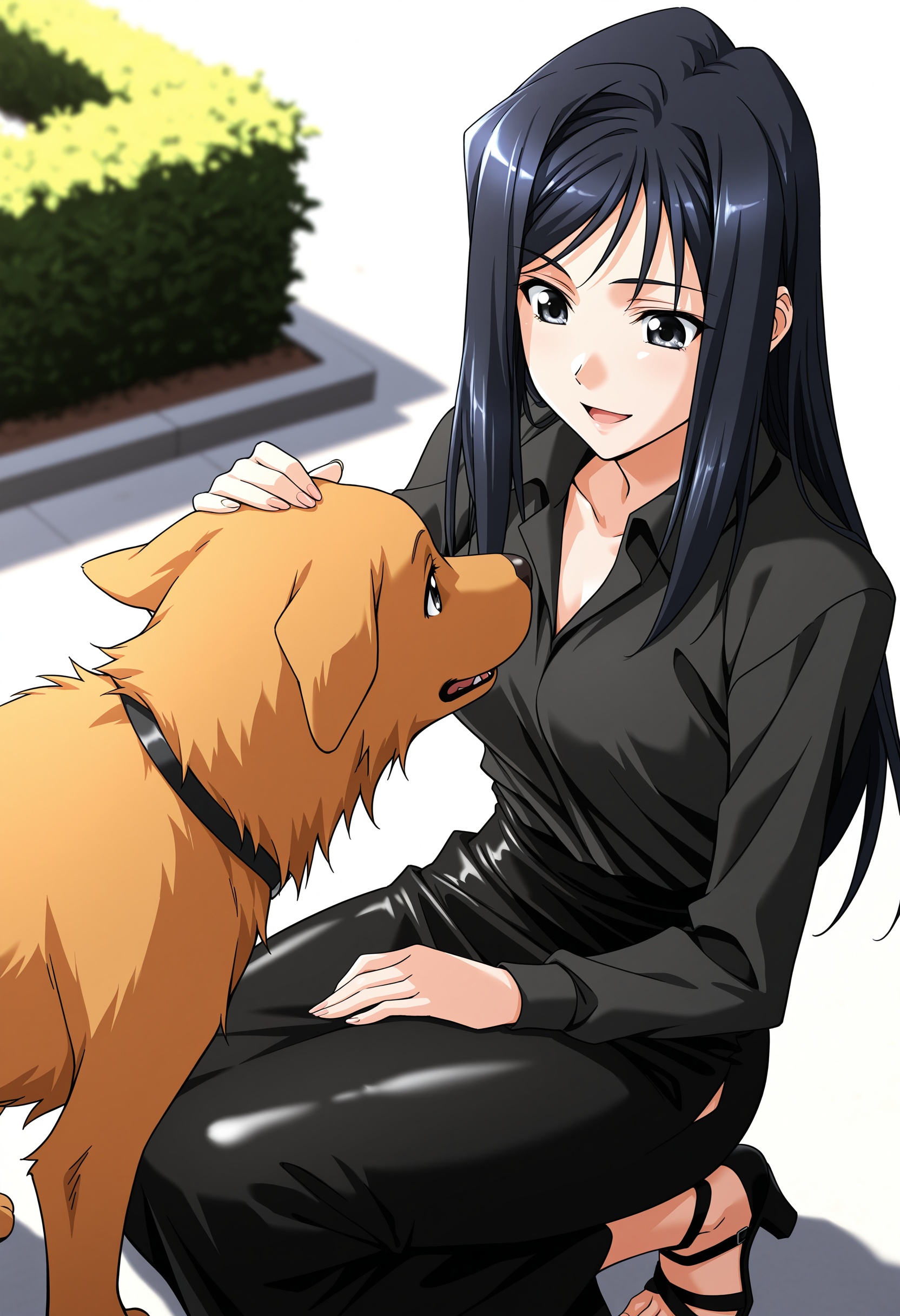 narumi isako \(memories off 3\),  grey eyes,  black collared shirt on Tensor.Art
