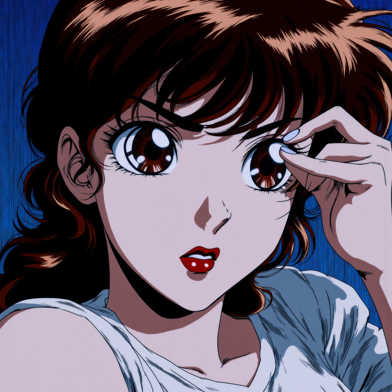 retro anime,  1980s anime style,  beautiful anime girl with big expressive eyes on Tensor.Art