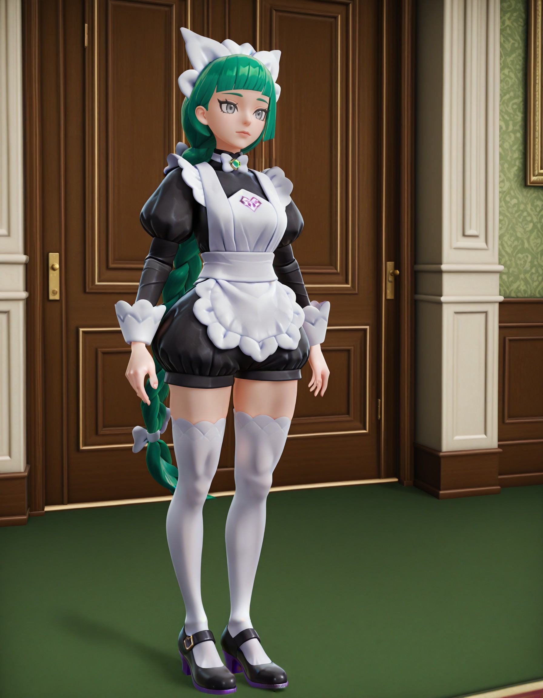 L3b4nn3-ZA,  green hair,  very long hair on Tensor.Art