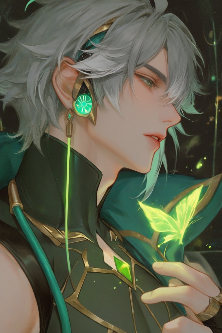 solo,  alhaitham from genshin impact,  short hair on Tensor.Art