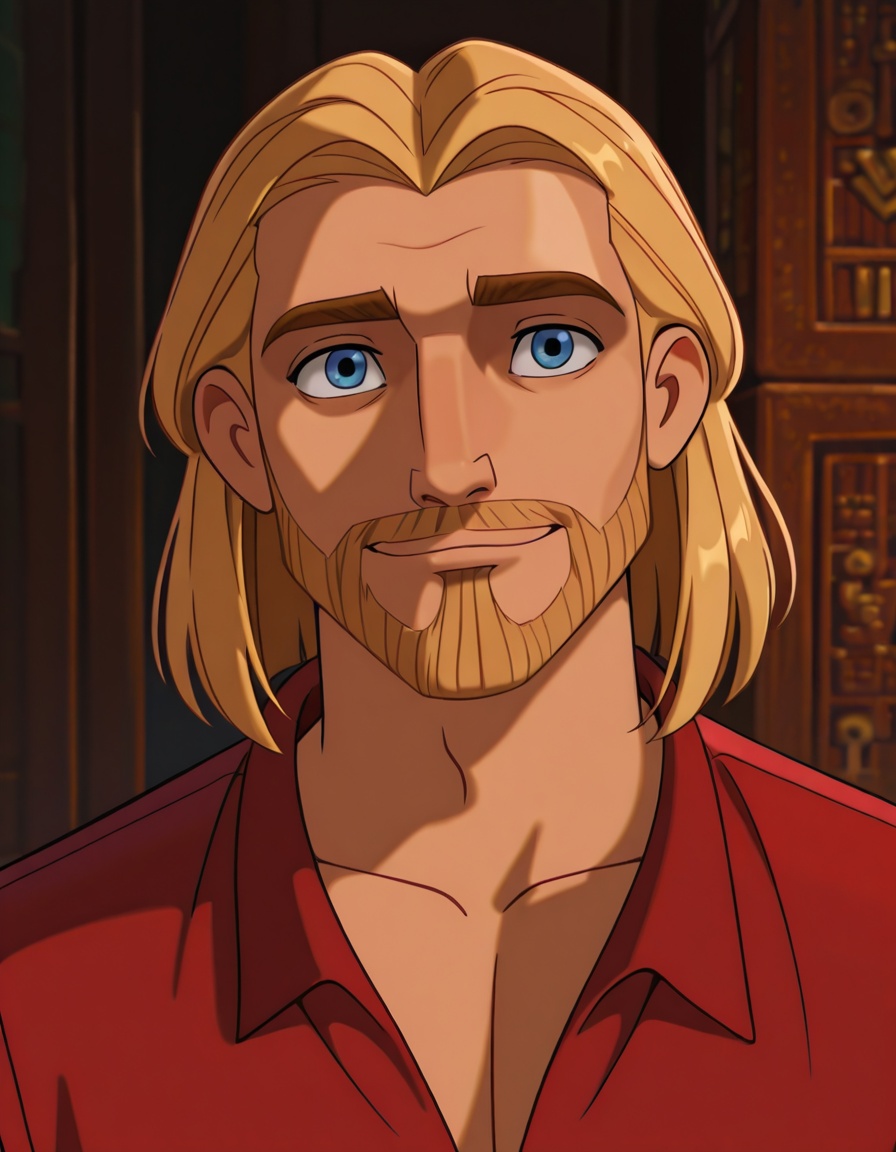 1boy,  blonde hair,  red shirt on Tensor.Art
