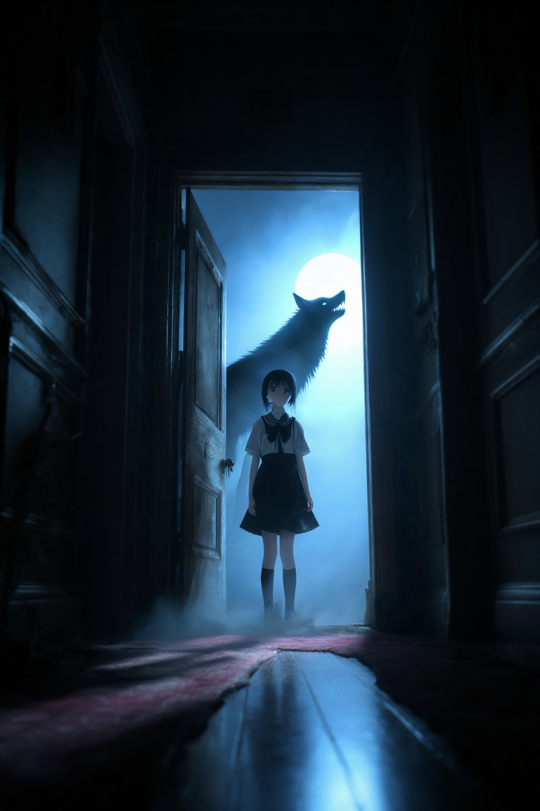 Anime-style girl in a tattered school uniform,  pale skin,  hollow eyes on Tensor.Art