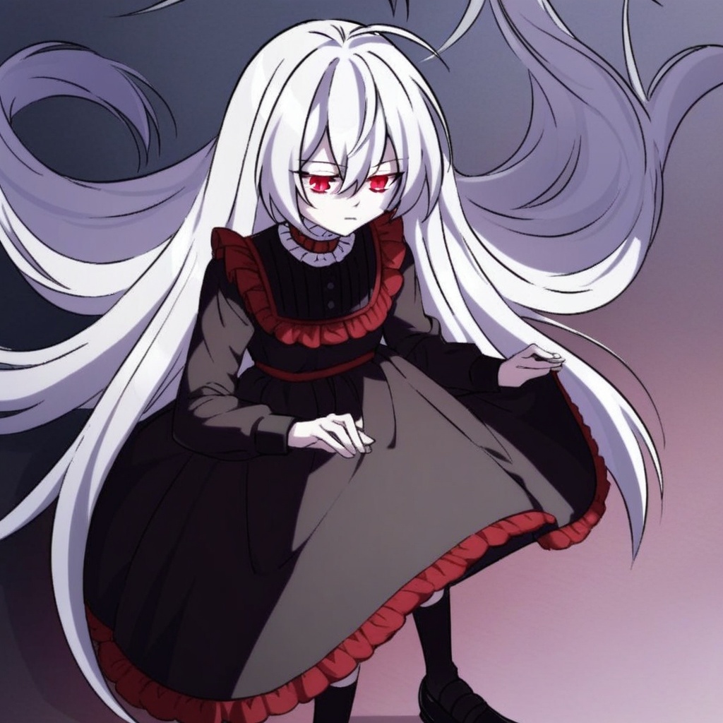 very long hair,  white hair,  ahoge on Tensor.Art