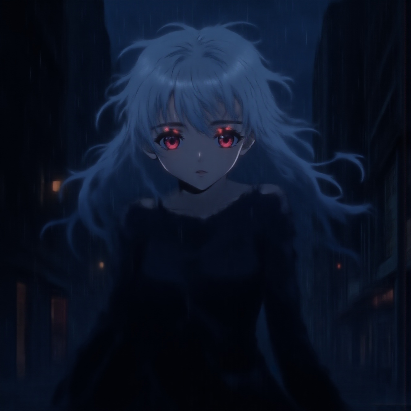 3986738193,  a mysterious anime girl with silver hair,  dark gothic outfit on Tensor.Art