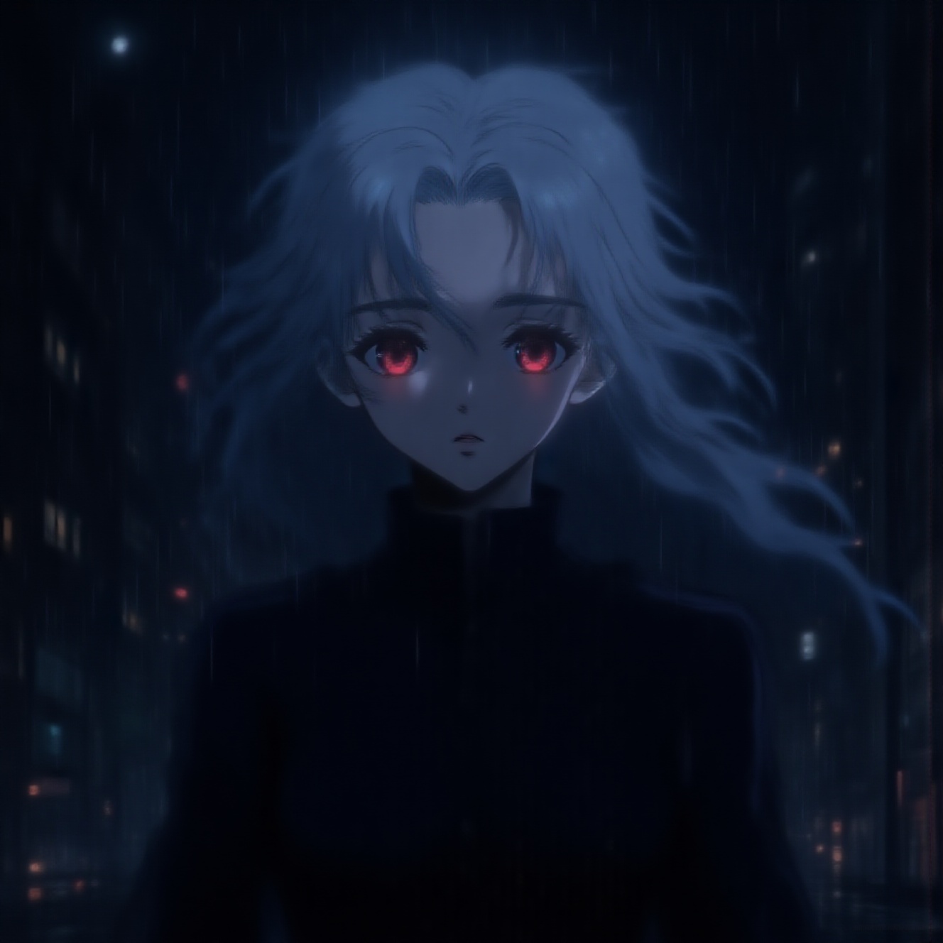 3986738193,  a mysterious anime girl with silver hair,  dark gothic outfit on Tensor.Art