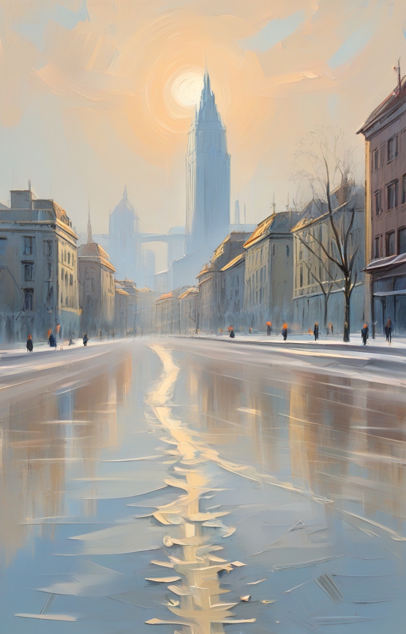 ((Painterly blur)). Impressionist oil painting,  city street scene,  dreamy atmosphere on Tensor.Art