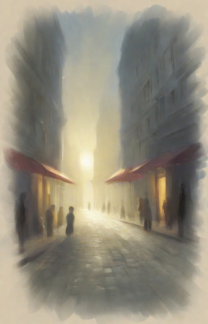 Monet's era style. ((Painterly blur)). Impressionist oil painting,  city street scene,  dreamy atmosphere on Tensor.Art