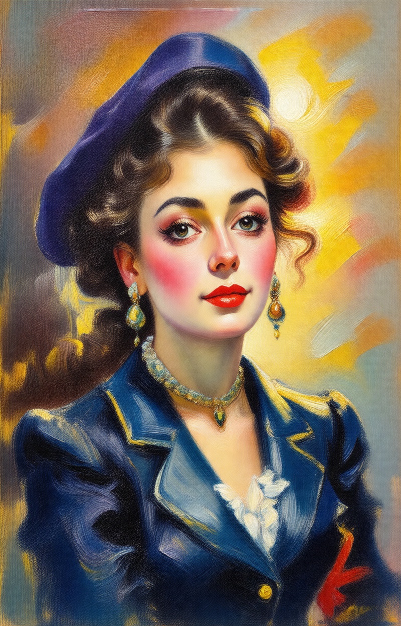 Impressionist painting,  portrait of a woman,  expressive brush strokes on Tensor.Art