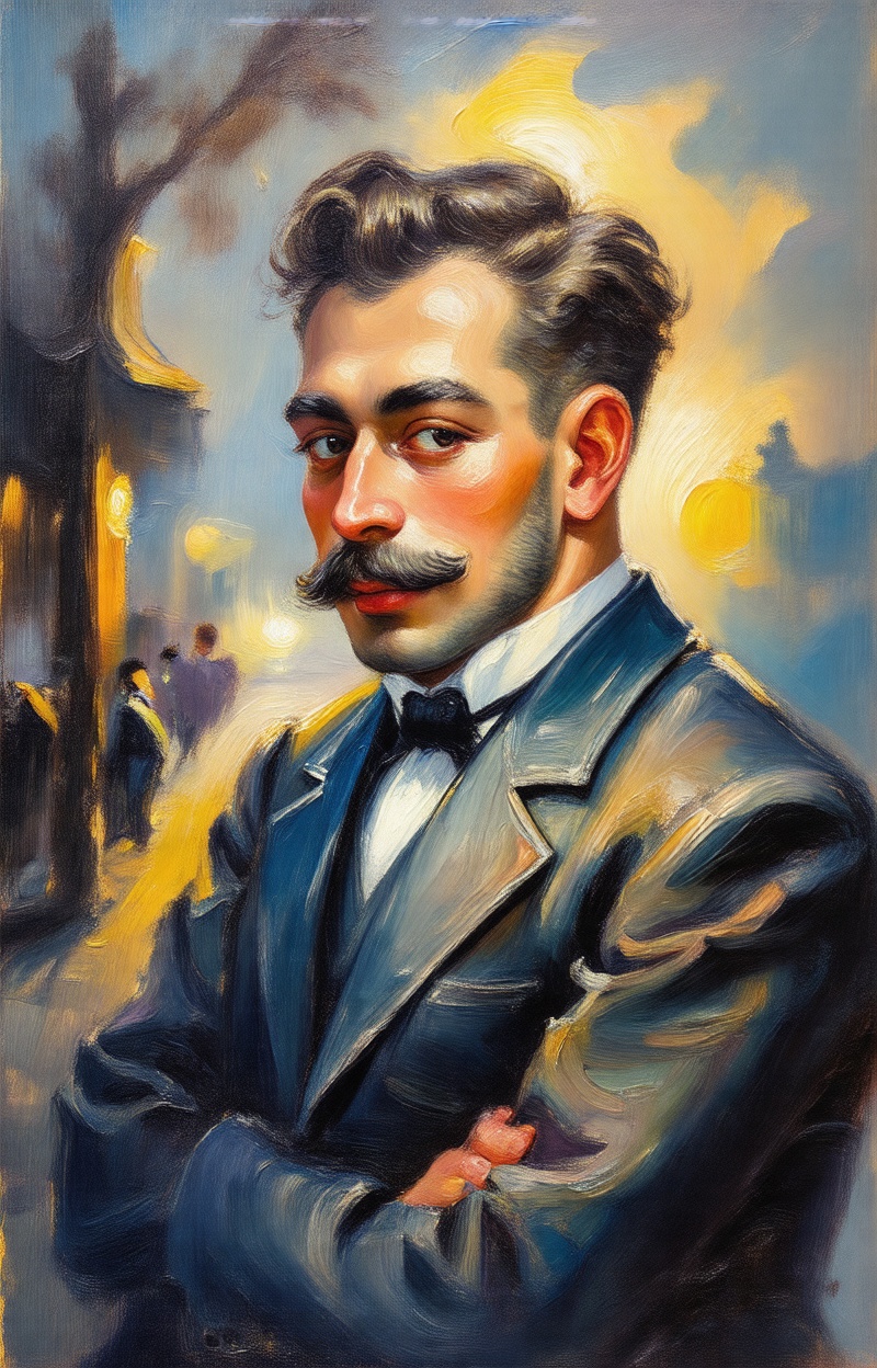 (Painterly blur)). Impressionist oil painting,  portrait of a man,  expressive brush strokes on Tensor.Art