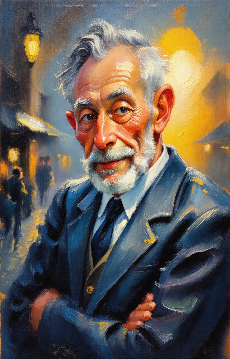 (Painterly blur)). Impressionist oil painting,  portrait of a oldman,  expressive brush strokes on Tensor.Art