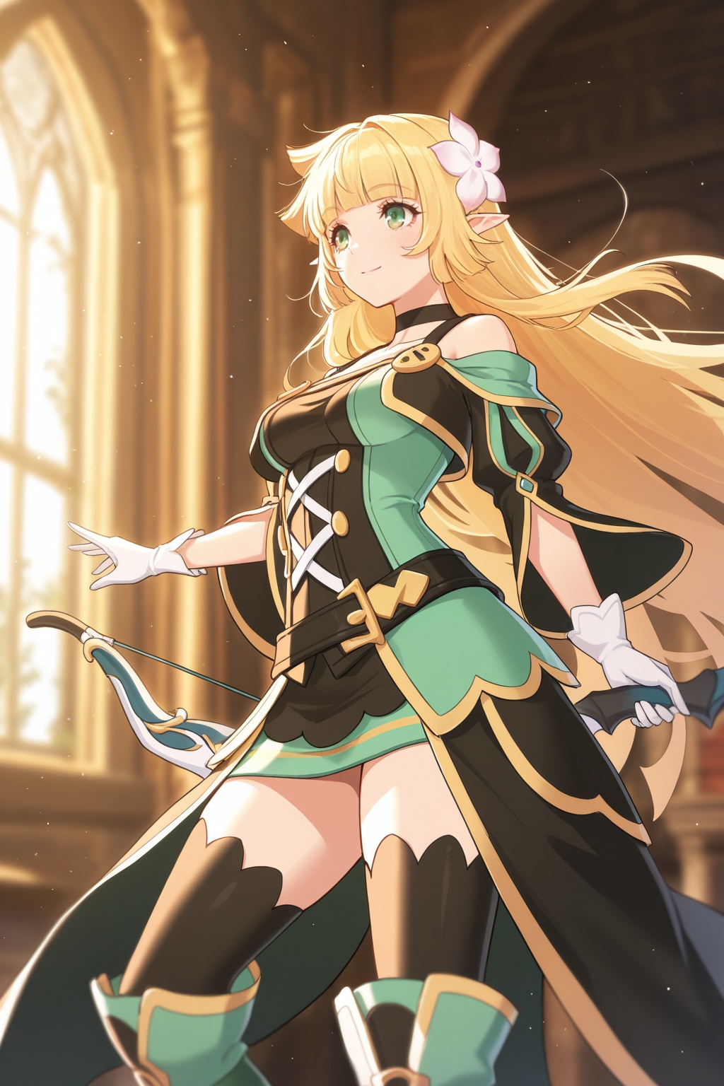 Lire Eryuell,  elf,  green eyes on Tensor.Art