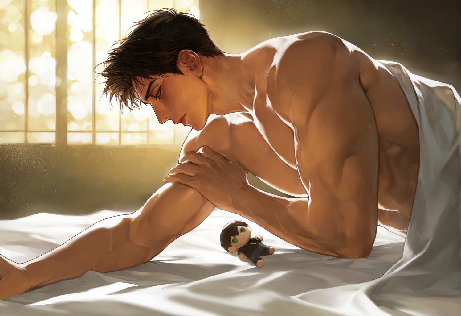 solo,  short hair,  brown hair on Tensor.Art