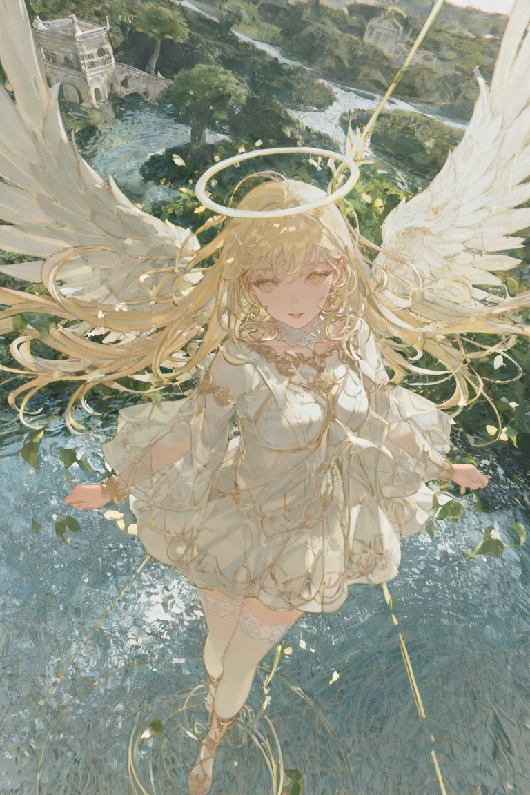 scenery,  Graceful angel,  white wings on Tensor.Art