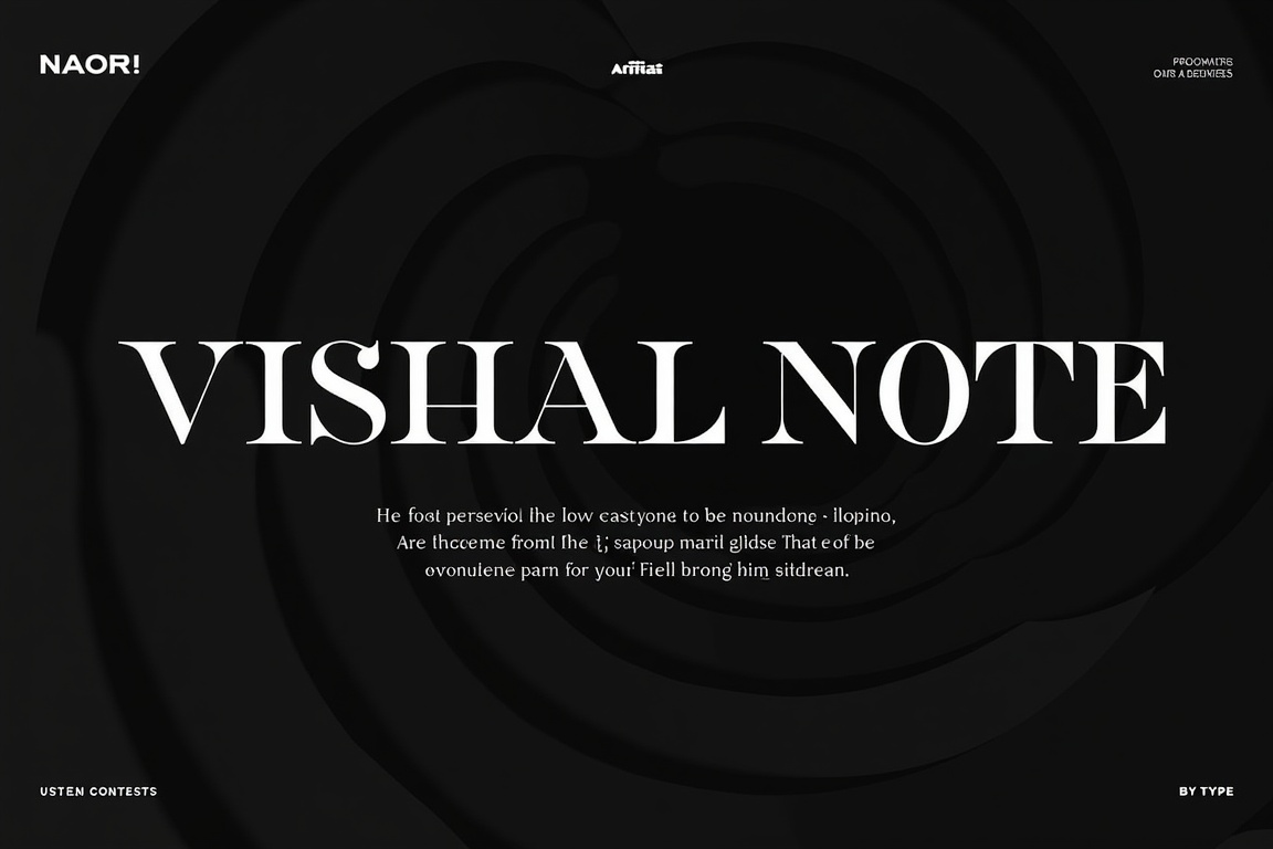 The image features a bold stylized text that reads "Visual Note" in a large elegant font. The letters are designed with a...