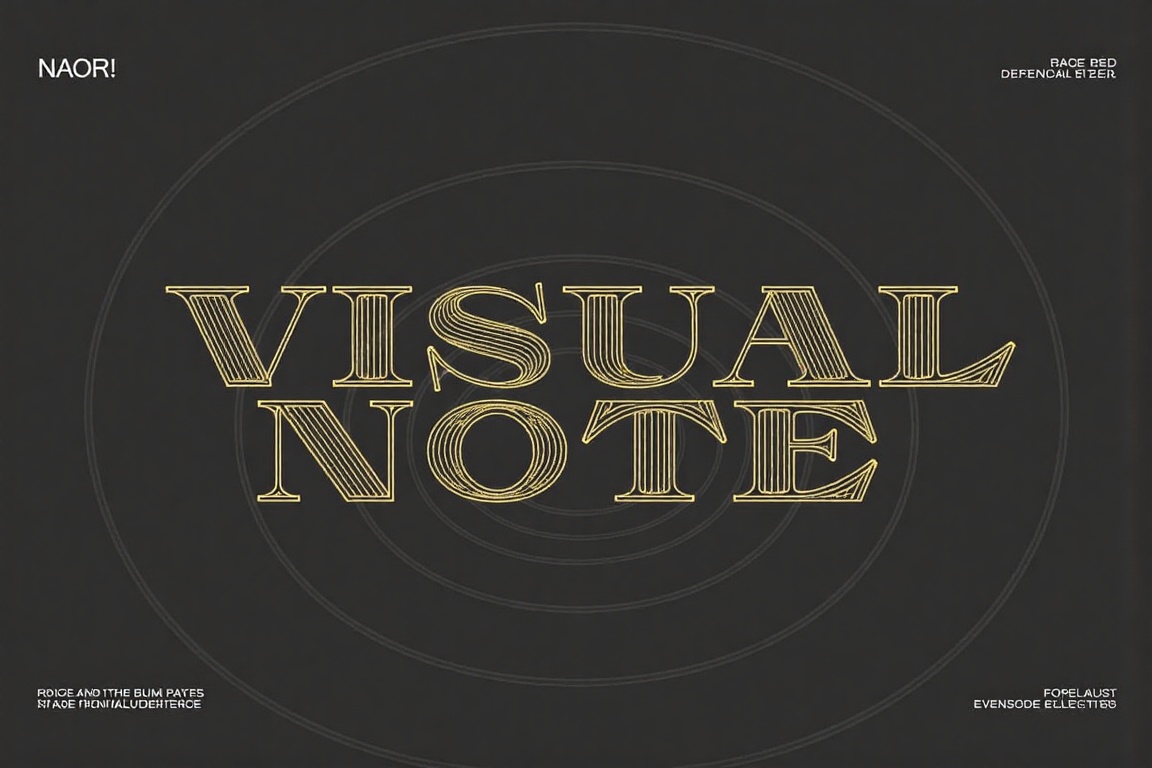 The image features a bold stylized text that reads "Visual Note" in a large elegant font. The letters are designed with a...
