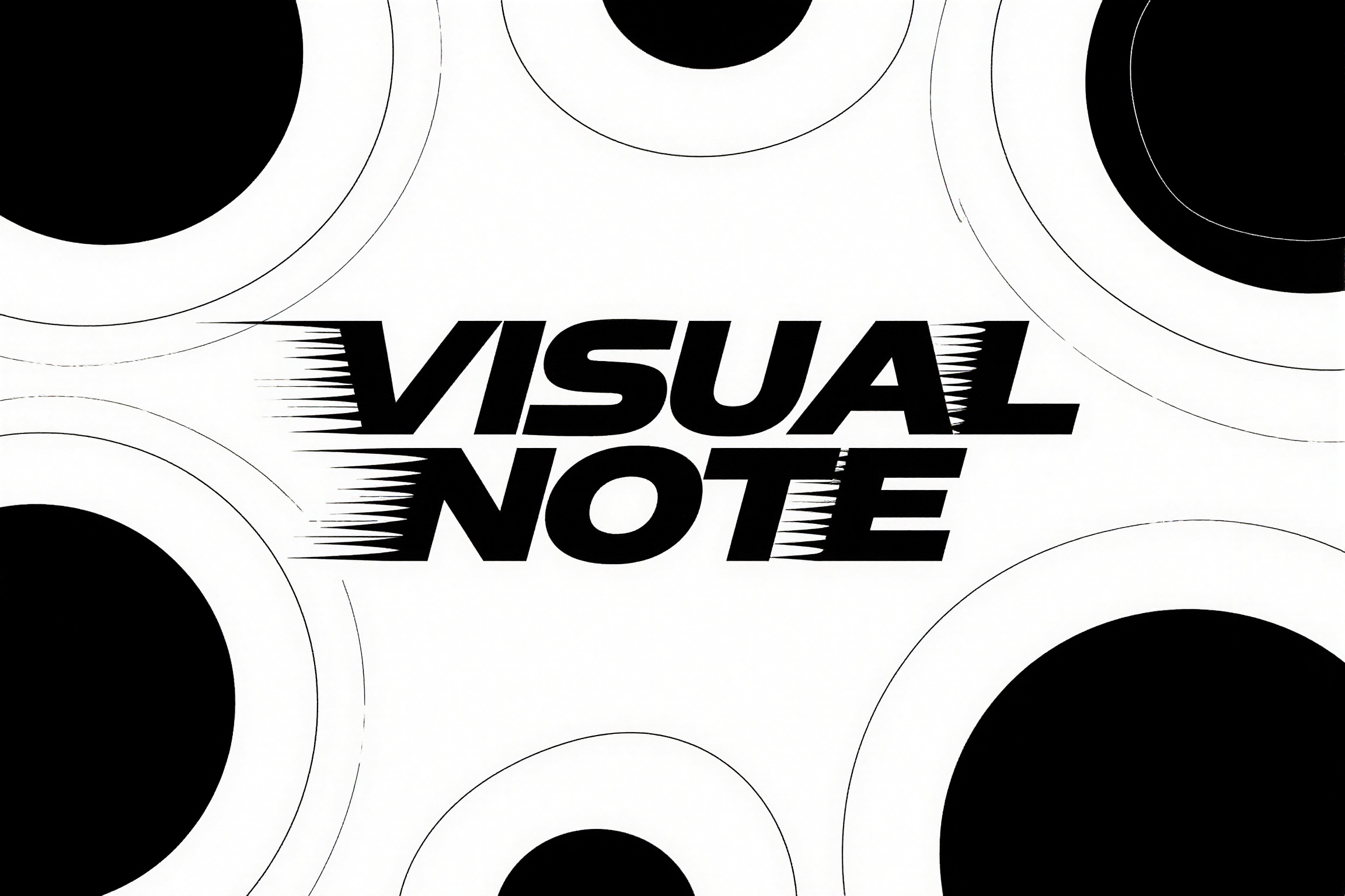 masterpiece monochrome black and white bold,  stylized single brand designer made text logo that reads "VISUAL NOTE" in a...