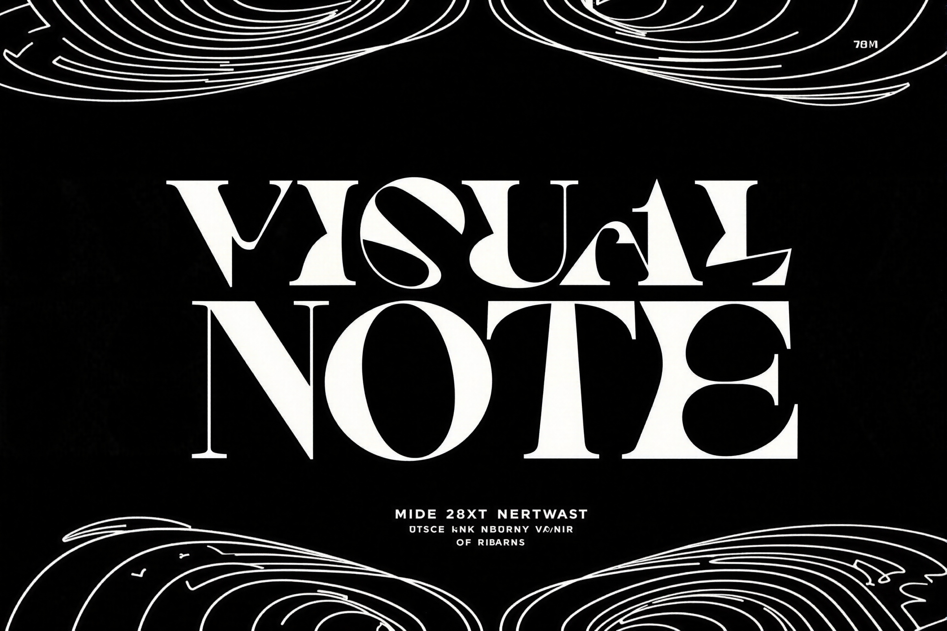 monochrome black and white,  flat cell shades. The image features a bold,  stylized single text that reads "VISUAL NOTE" i...