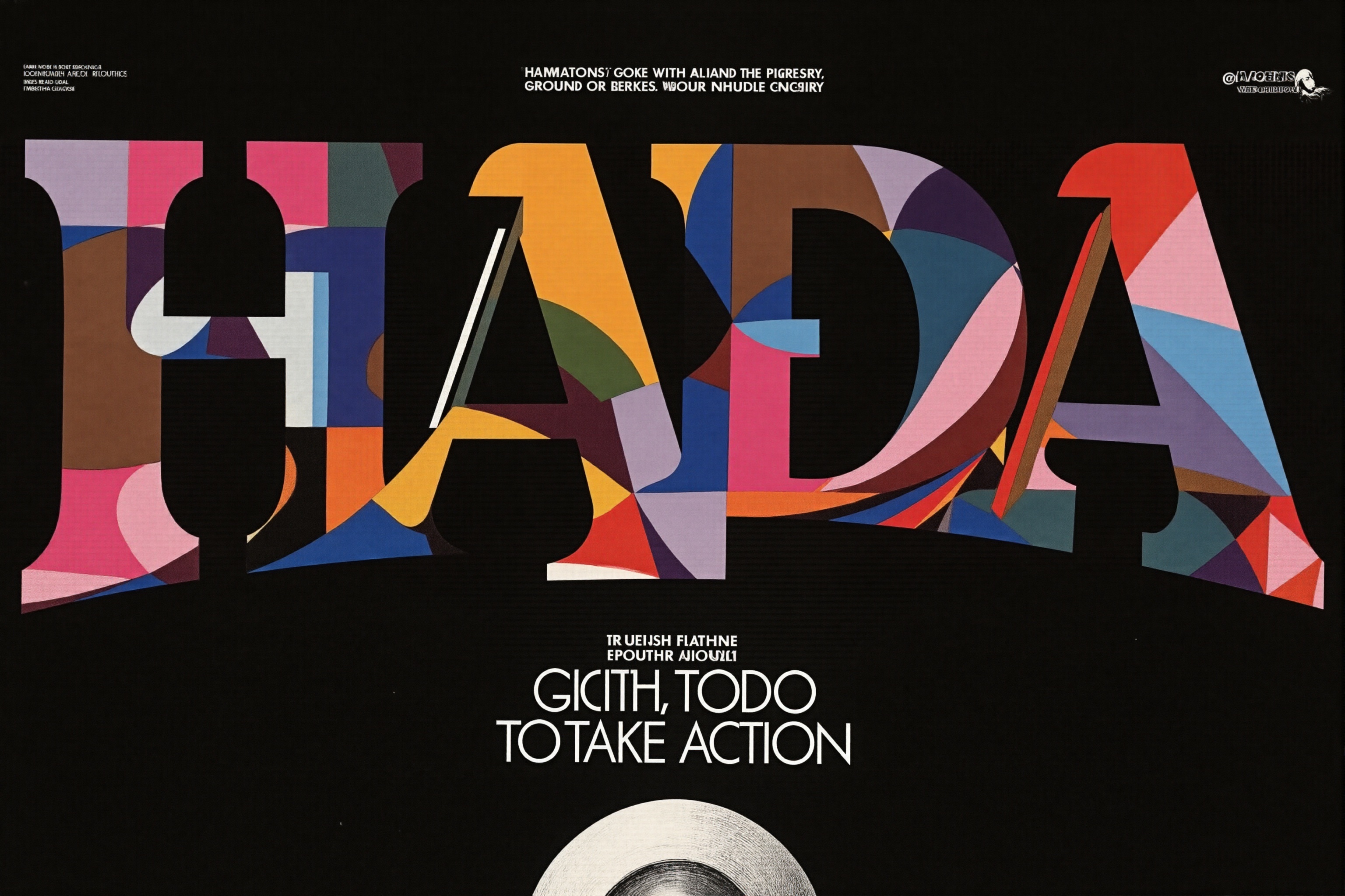 monochrome,  flat cell shades. The image features a bold,  stylized single text that reads "HADA" in a large elegant styli...