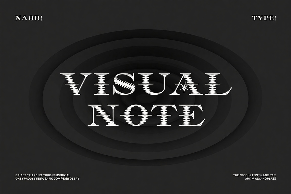 The image features a bold stylized text that reads "Visual Note" in a large elegant font. The letters are designed with a...