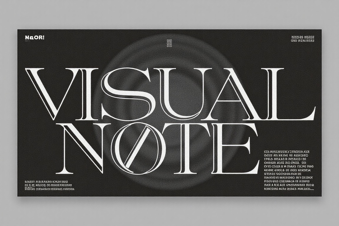 The image features a bold stylized text that reads "Visual Note" in a large elegant font. The letters are designed with a...