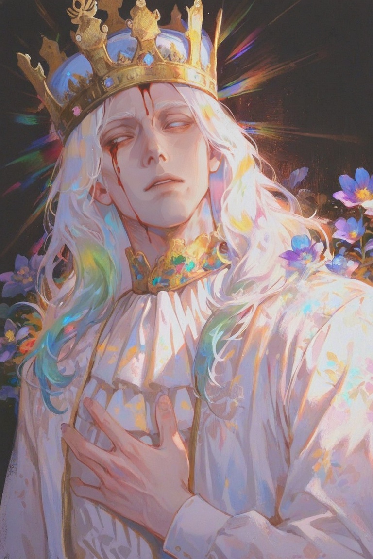 solo,  white hair,  king on Tensor.Art