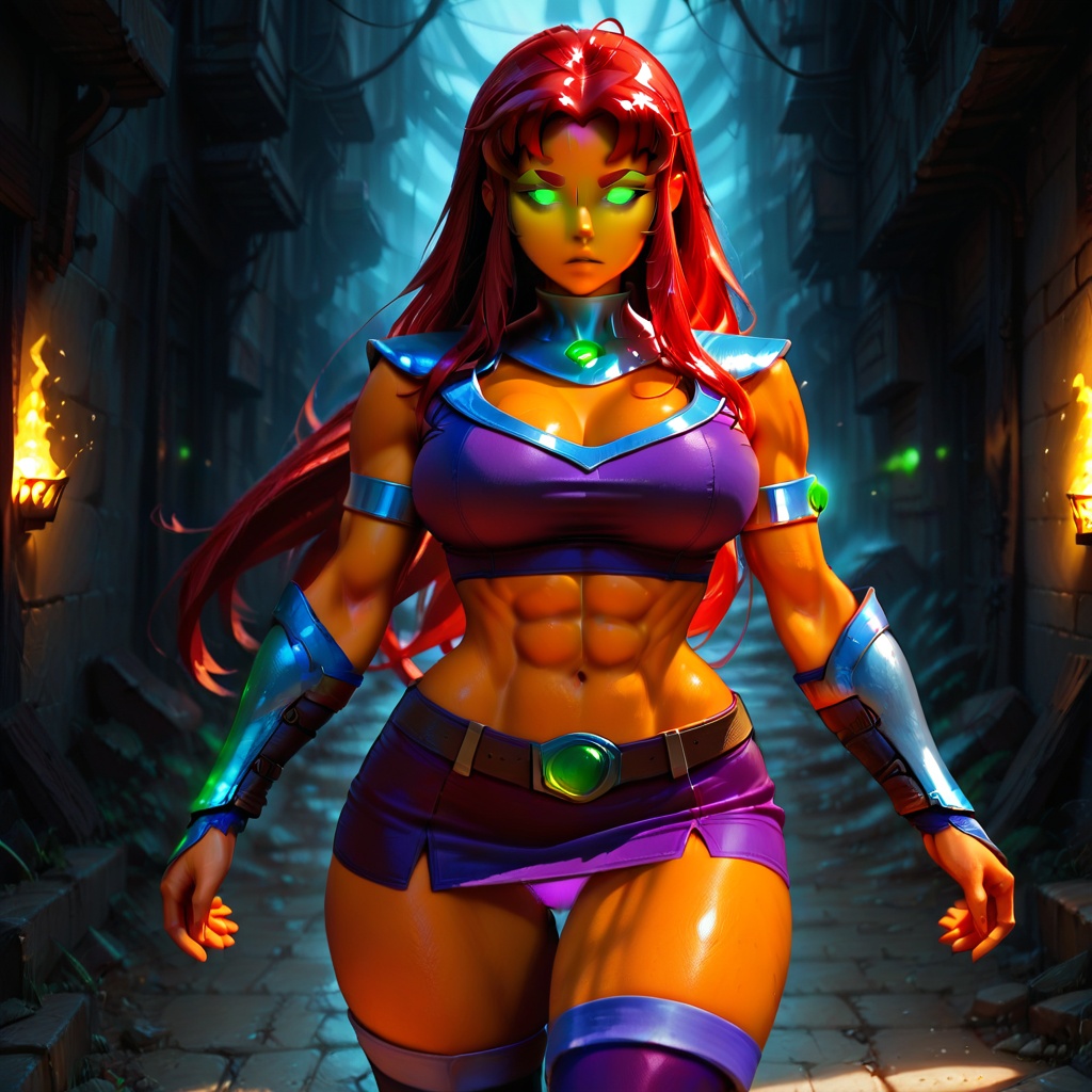 midriff,  purple skirt,  panties on Tensor.Art